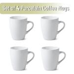 Set of 4 White Bone China Coffee Mugs
