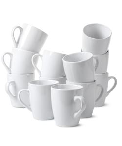 White Bone China Coffee Mug Set of 12