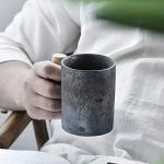 Japanese Vintage Ceramic Coffee Mug with Wood Handle