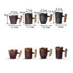 Japanese Vintage Ceramic Coffee Mug with Wood Handle