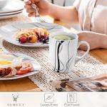 VEWEET Fiona White Ceramic Coffee Mugs Set of 6