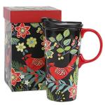 Cardinal Bird Ceramic Coffee Mug with Lid