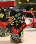Cardinal Bird Ceramic Coffee Mug with Lid