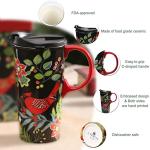 Cardinal Bird Ceramic Coffee Mug with Lid