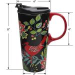 Cardinal Bird Ceramic Coffee Mug with Lid