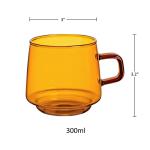 Joeyan Amber Stackable Glass Coffee Mugs Set