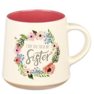 Floral Pink Ceramic Mug with Sister Bible Verse