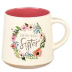 Floral Pink Ceramic Mug with Sister Bible Verse