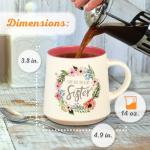 Floral Pink Ceramic Mug with Sister Bible Verse