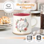 Floral Pink Ceramic Mug with Sister Bible Verse