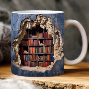 3D Bookshelf Mug for Book Lovers