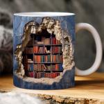 3D Bookshelf Mug for Book Lovers