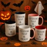 Personalized 15oz Black Ceramic Coffee Mugs
