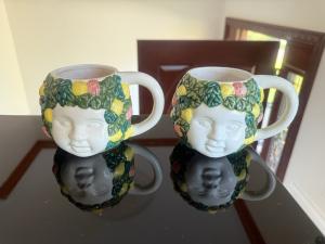 Set of Two Vintage Hand Painted Face Mugs