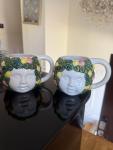 Set of Two Vintage Hand Painted Face Mugs