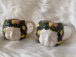 Set of Two Vintage Hand Painted Face Mugs