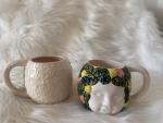 Set of Two Vintage Hand Painted Face Mugs