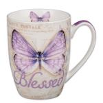 Botanic Purple Butterfly Coffee Mug with Bible Verse
