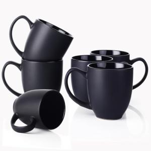 DOWAN Set of 6 Black Ceramic Coffee Mugs