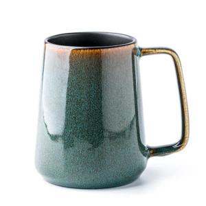 Large Green Ceramic Coffee Mug with Big Handle