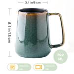 Large Green Ceramic Coffee Mug with Big Handle