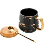 Marble Coffee Mug Set with Lids and Spoons