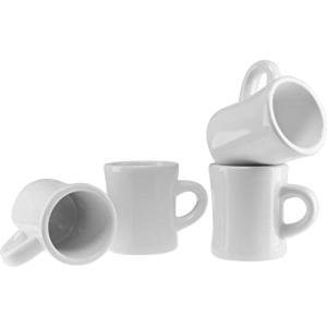 Ceramic Retro Diner Mug with C-Handle - White