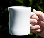 Ceramic Retro Diner Mug with C-Handle - White