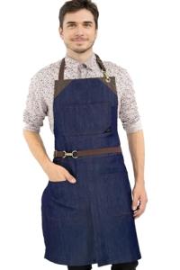 Classic Blue Apron with Adjustable Split-Leg Design