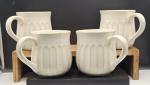 Set of 4 Large Cream Stoneware Mugs