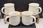 Set of 4 Large Cream Stoneware Mugs