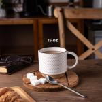 Stackable 15oz Ceramic Coffee Mugs Set of 4