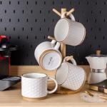 Stackable 15oz Ceramic Coffee Mugs Set of 4