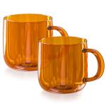 Serro 12 oz Amber Glass Coffee Mugs - 2 Pack