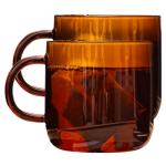 Serro 12 oz Amber Glass Coffee Mugs - 2 Pack