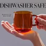 Serro 12 oz Amber Glass Coffee Mugs - 2 Pack