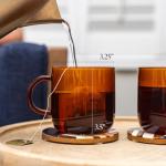 Serro 12 oz Amber Glass Coffee Mugs - 2 Pack