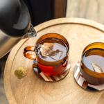 Serro 12 oz Amber Glass Coffee Mugs - 2 Pack