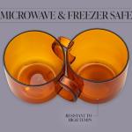 Serro 12 oz Amber Glass Coffee Mugs - 2 Pack