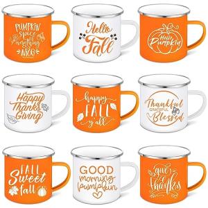 9-Piece Autumn Coffee Mug Set for Thanksgiving