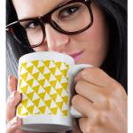 Retro Triangle Pattern Ceramic Coffee Mug, 11 oz