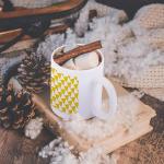 Retro Triangle Pattern Ceramic Coffee Mug, 11 oz