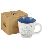 Blue Floral Ceramic Coffee Mug with Scripture