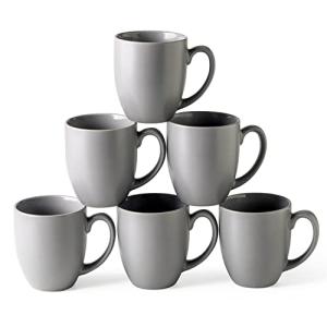 Set of 6 Matte Grey Ceramic Coffee Mugs