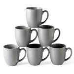 Set of 6 Matte Grey Ceramic Coffee Mugs