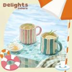 Striped Ceramic Coffee Mugs Set - 2 Pack