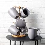 Set of 6 Matte Grey Ceramic Coffee Mugs