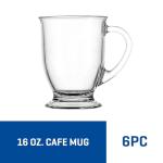Set of 6 Anchor Hocking Glass Coffee Mugs