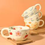 Vintage Floral Ceramic Coffee Mugs - 8 oz (Set of 4)