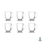 Set of 6 Anchor Hocking Glass Coffee Mugs